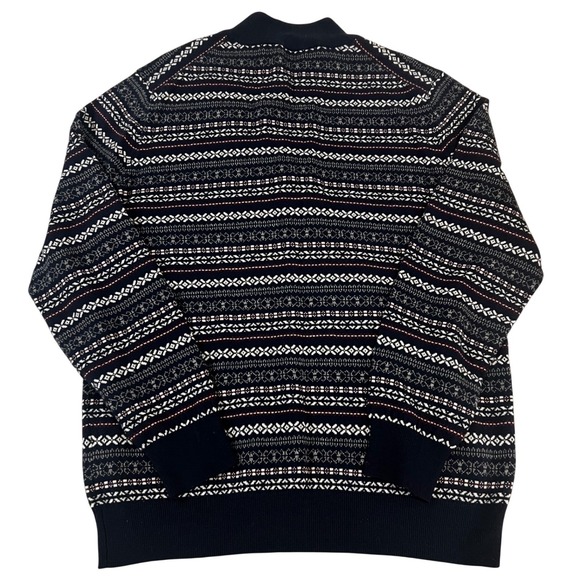 Mens Navy Fair Isle Cotton Wool Quarter Zip Sweater Large Nordic Elevated Casual - Picture 3 of 8